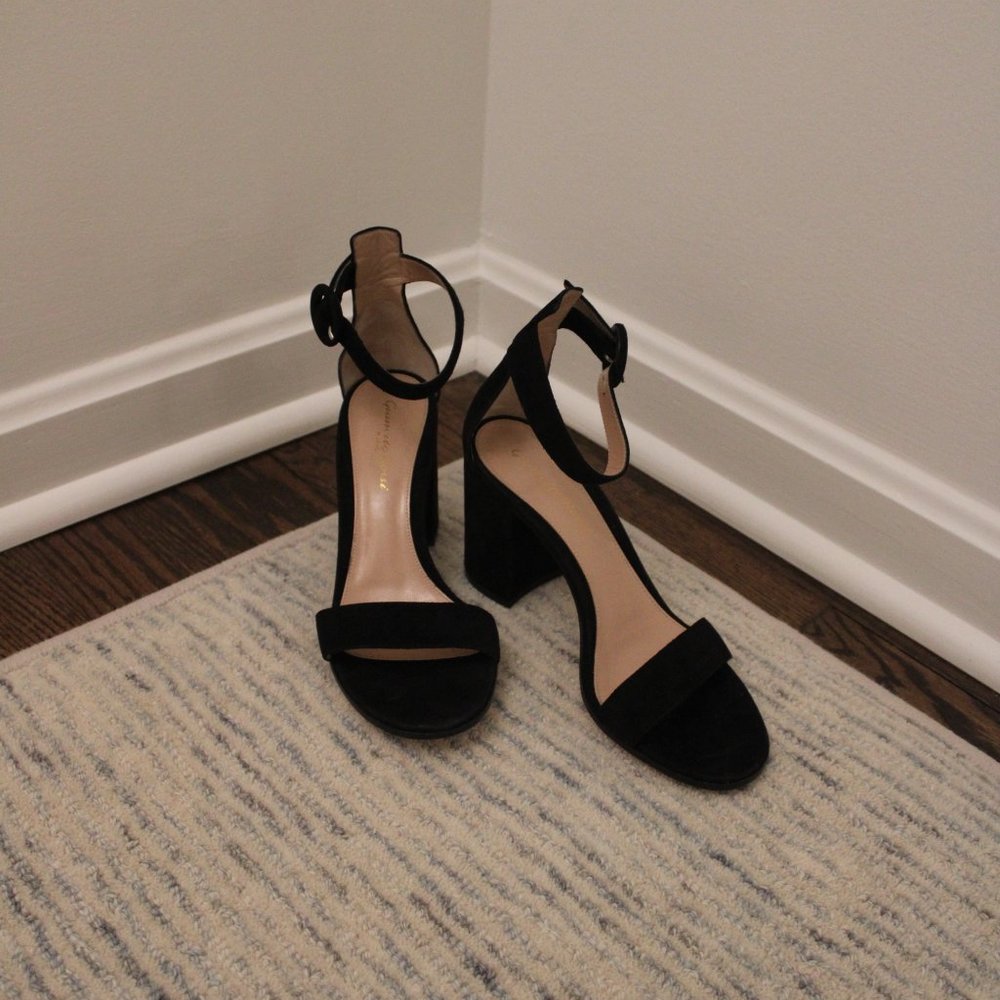 Gianvito Rossi, black suede ankle strap heels, US size 7.5 - Picture 1 of 8